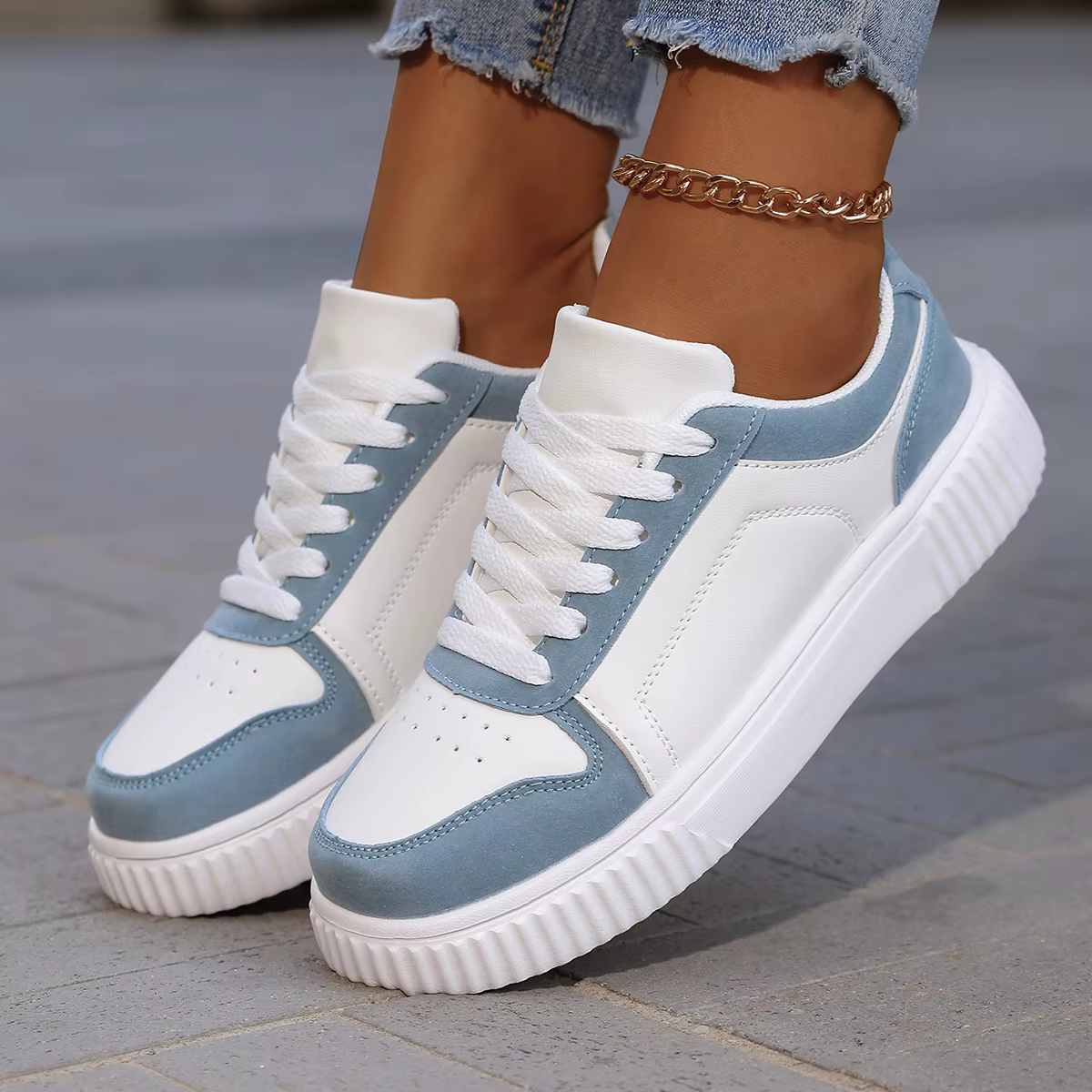 YRZL femmes baskets automne blanc chaussures léger semelle épaisse antidérapant Skatebaord