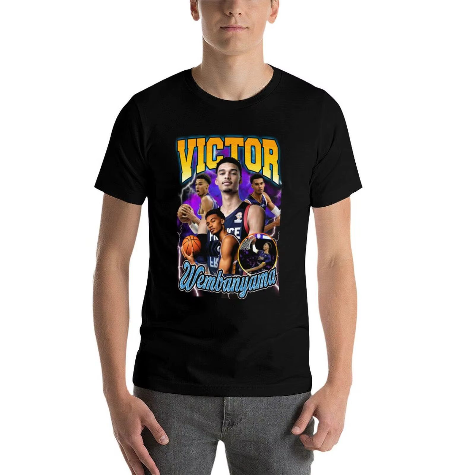 T-shirt Wembanyama Victor, T-shirt imprimé style urbain