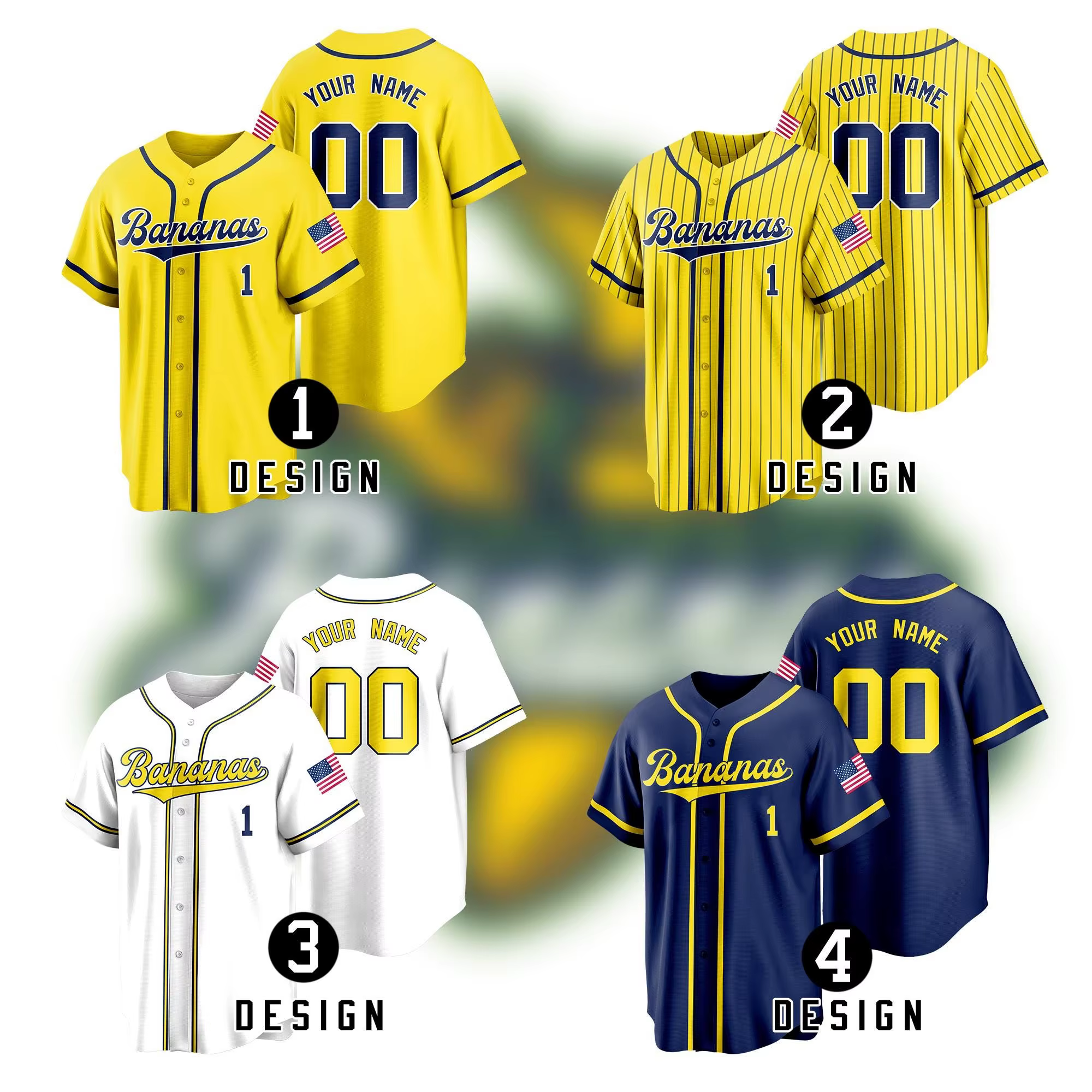 Maillot de baseball personnalisé pour équipe Bananas, maillot amusant Bananas, maillot Let's Go Bananas, maillot personnalisé avec nom et numéro d'équipe Savannah