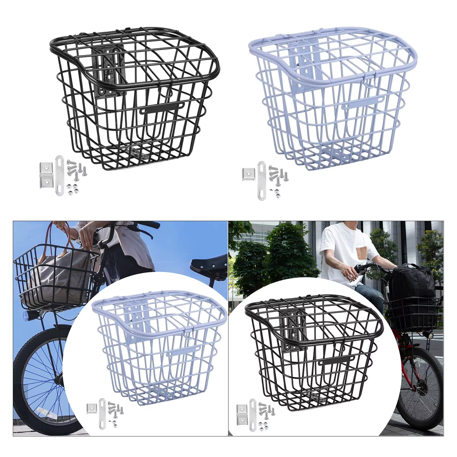 Panier avant de vélo avec couvercle pour cyclisme sur route, randonnée en plein air