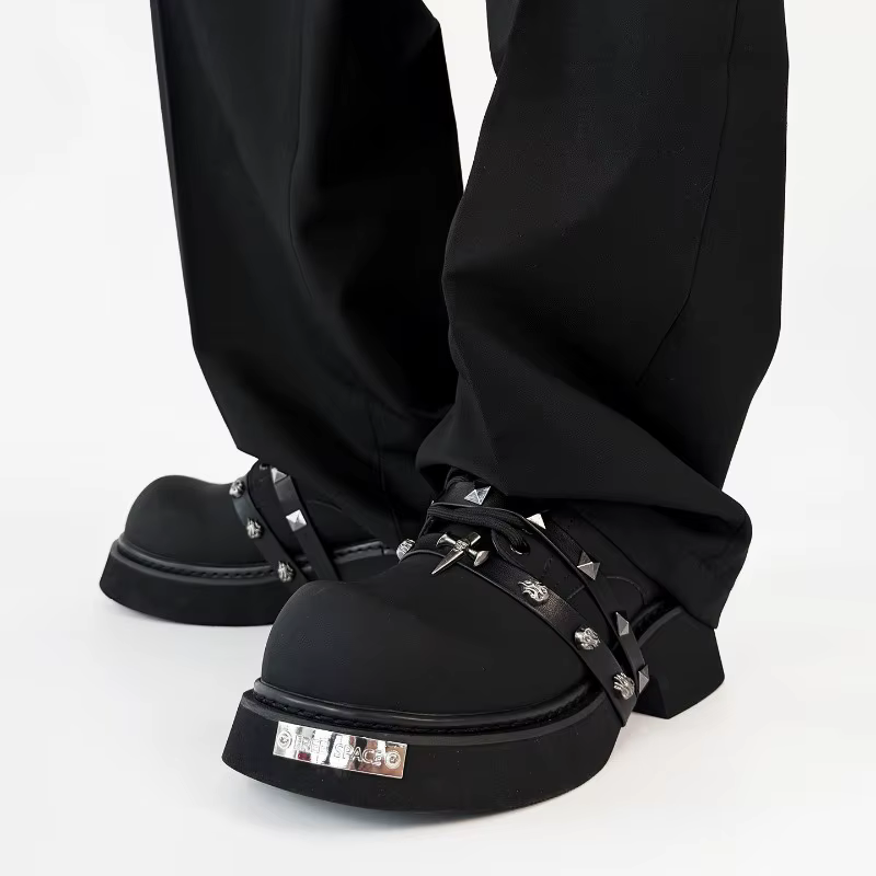 Hommes femmes à semelles épaisses grosse tête rétro Derby chaussures mode haute qualité en cuir