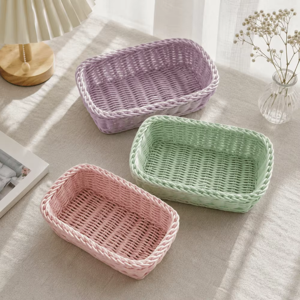 Panier de rangement carré décoratif pour la maison, idéal pour le bureau, les fruits et l'organisation de bureau