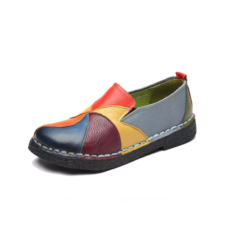 Femmes couleurs mélangées chaussures automne nouveau Style ethnique rétro semelle souple