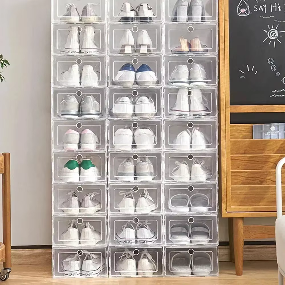 Boîtes à chaussures transparentes empilables