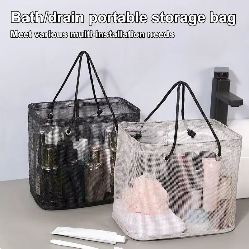 Panier de Douche Grande Capacité pour Femmes et Hommes, Sac de Drainage Portable pour la Douche, Accessoire de Rangement pour Équipement de Natation, Organisateur de Voyage pour Salle de Bain