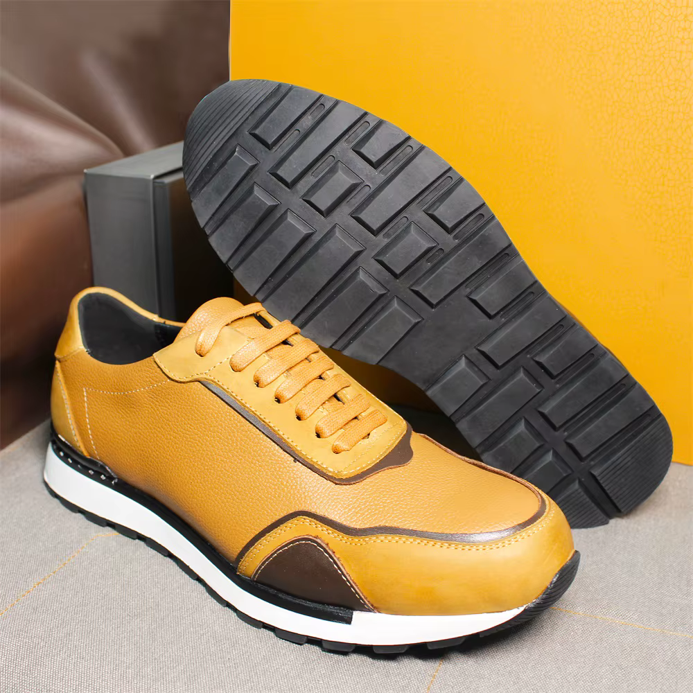 Nouveaux hommes chaussures en cuir décontractées à lacets de luxe à la main marron