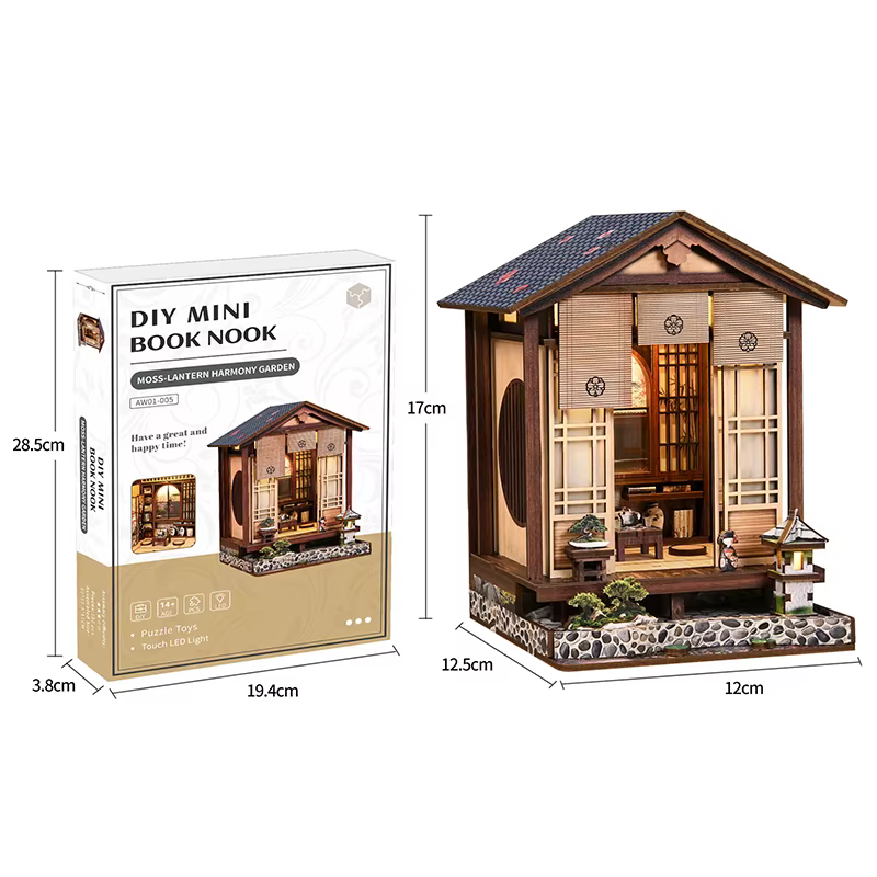 Kit de maison de poupée miniature de style japonais à construire soi-même, modèle en bois avec décorations mignonnes, idéal pour les passionnés de maisons de poupées