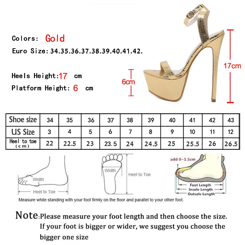 Sandales à talons hauts dorés pour femmes, chaussures de strip-teaseuse sexy, escarpins de fête, sandales à plateforme gladiateur, taille 35-42, drop sunshine, 17cm