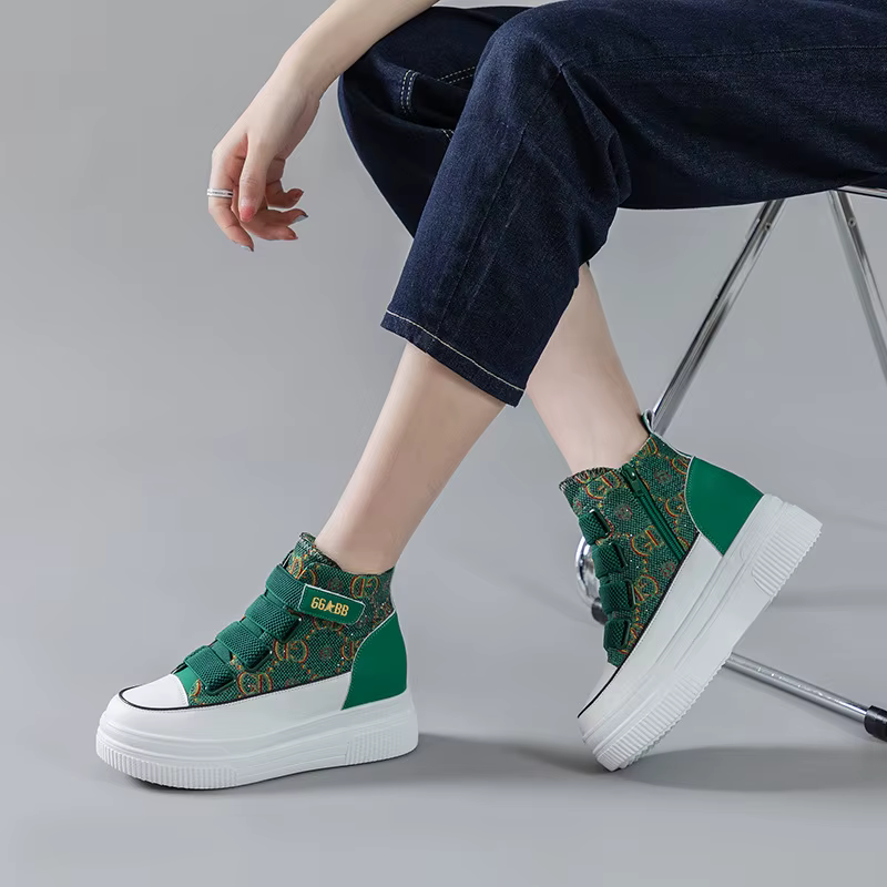 Baskets montantes en cuir à plateforme pour femme