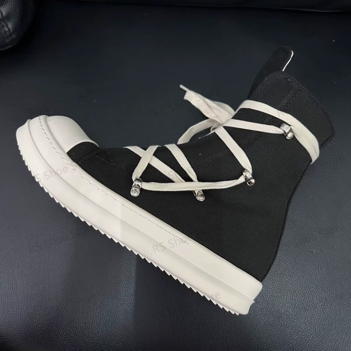 R-o bottine hommes haut chaussure toile noire femmes Sneaker chaussures décontractées