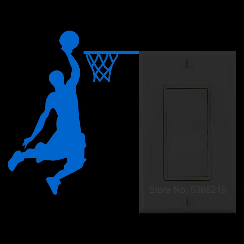 Autocollant mural lumineux en vinyle pour joueur de basket-ball Dunk