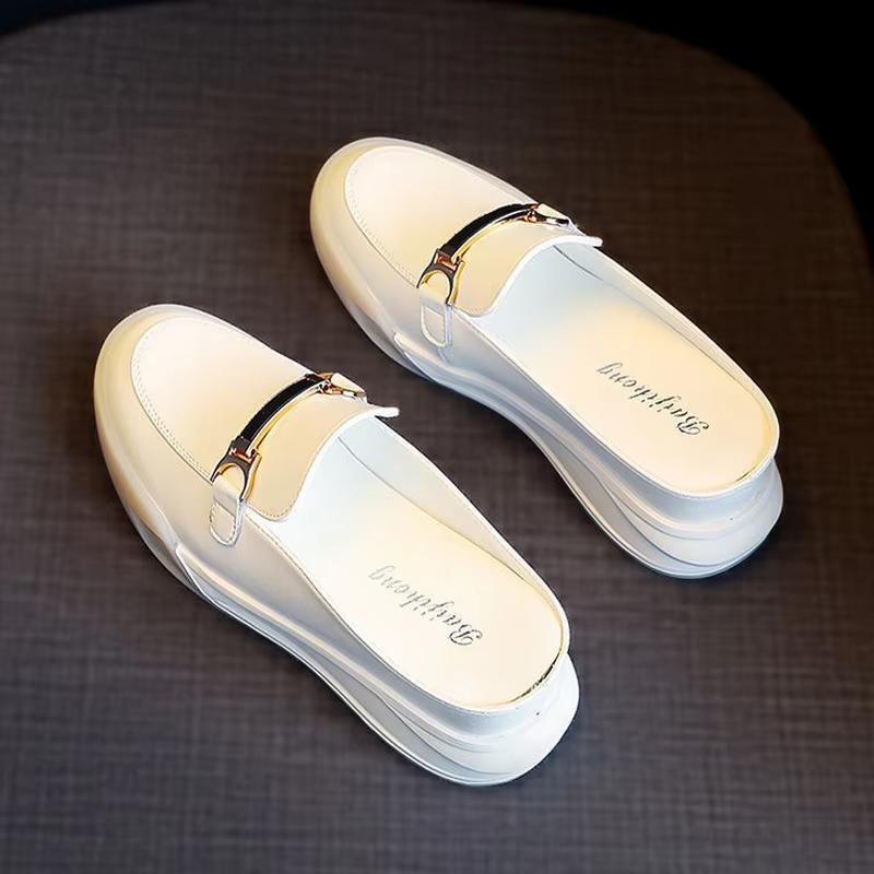 Mules en cuir à plateforme pour femmes