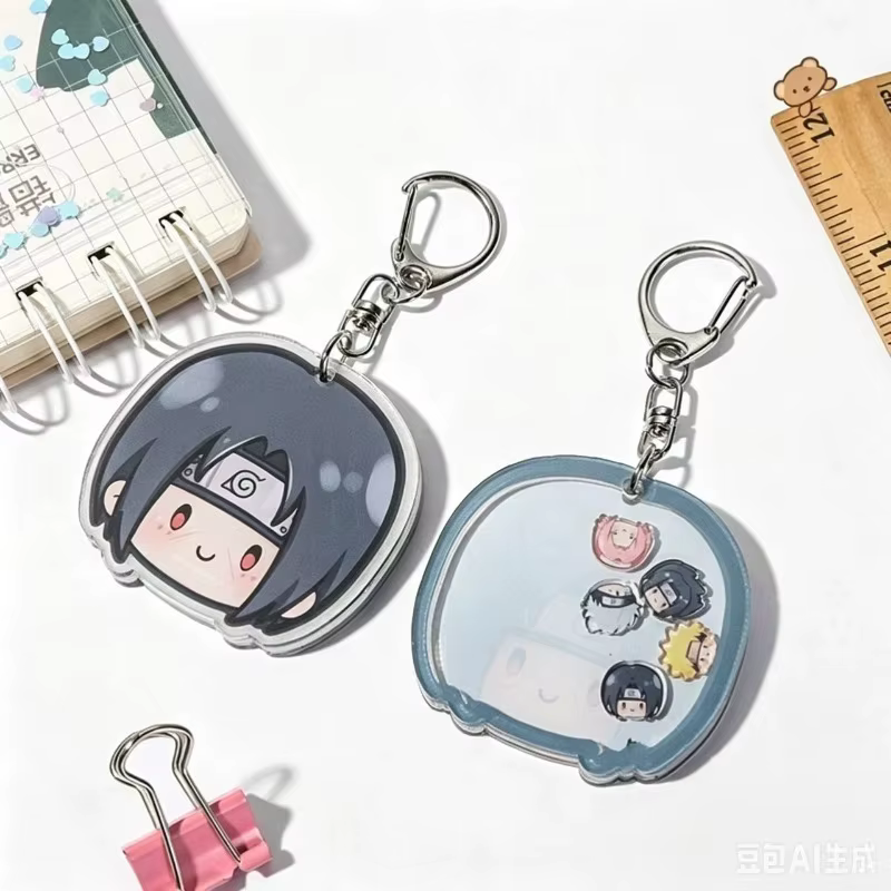 Porte-clés en acrylique Naruto Uzumaki et Sasuke Uchiha, accessoire d'animation créatif, pendentif mignon pour rockers, cadeau