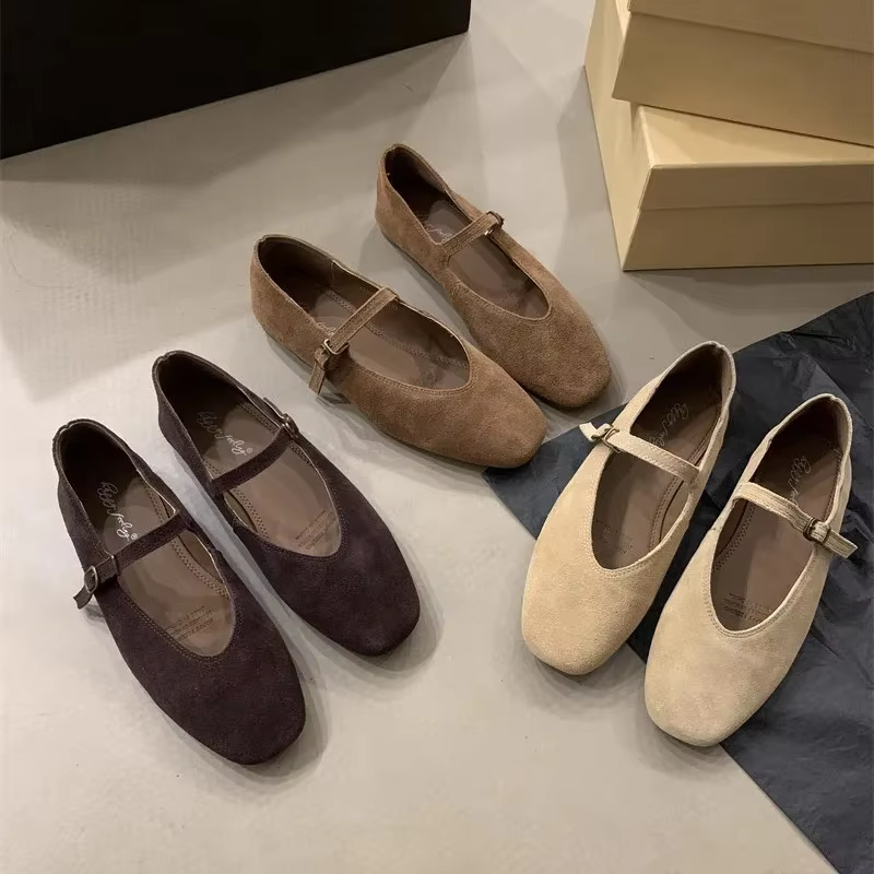 Mocassins Plats en Daim à Orteils Carrés pour Femme, Chaussures Élégantes et Décontractées, Offre avec Livraison, Printemps 2025
