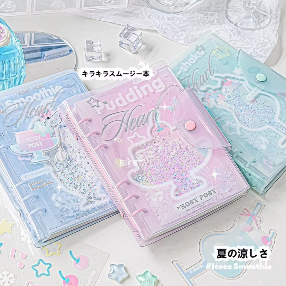 Carnet de notes INS Style Summer Smoothie, transparent avec paillettes et sable mouvant, pour bureau, école, journal, agenda, bloc-notes, cadeaux