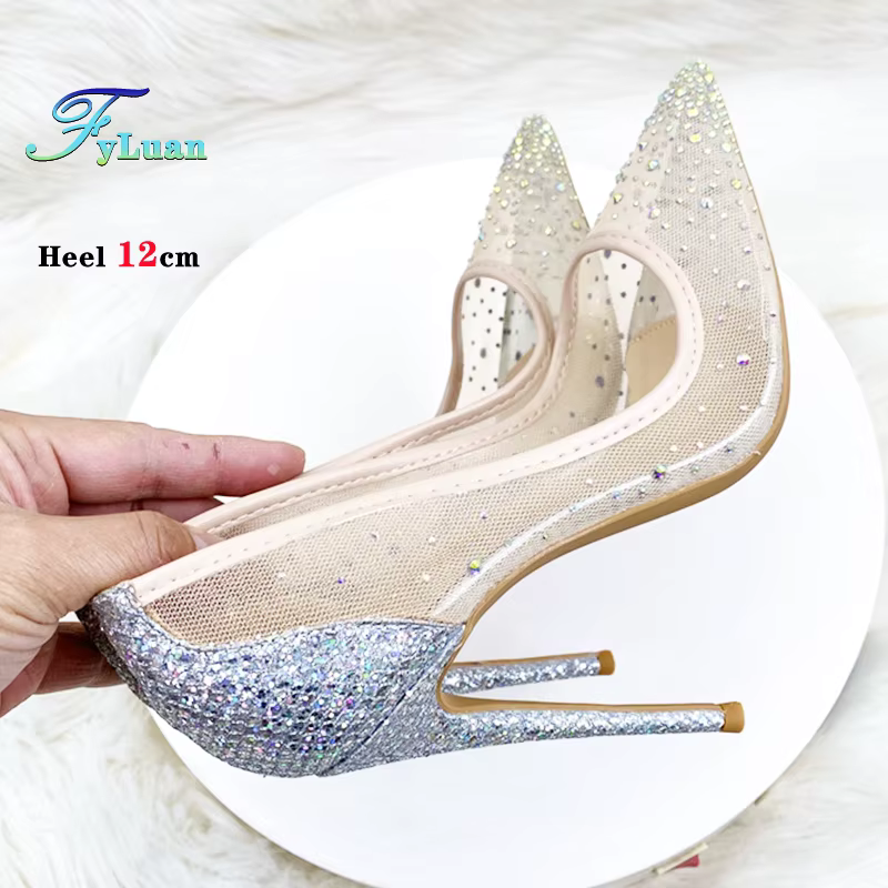 Chaussures simples en maille respirante avec strass pour femmes