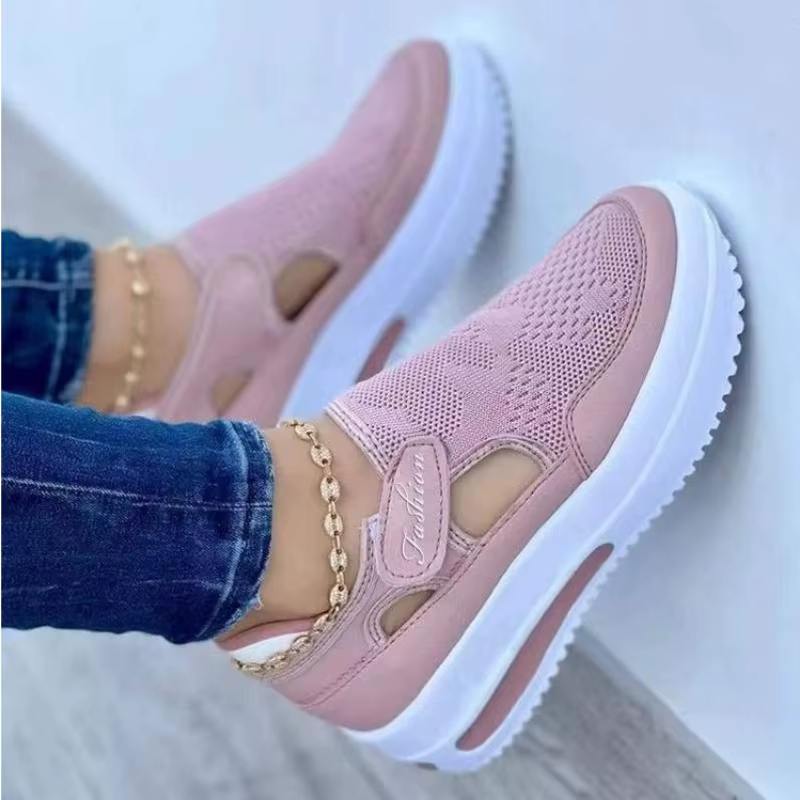 Nouvelles baskets rouges décontractées et respirantes pour femmes 2026 – Chaussures de mode à plateforme en toile