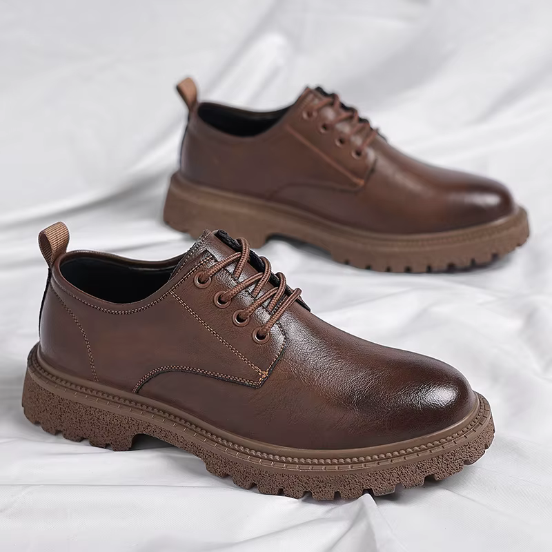 Bottes de travail en cuir marron pour hommes