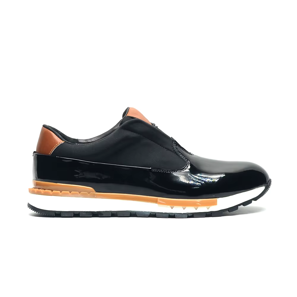 XEBOS luxe hommes Oxford baskets noir véritable cuir verni à lacets semelle antidérapante lisse bureau fête chaussures
