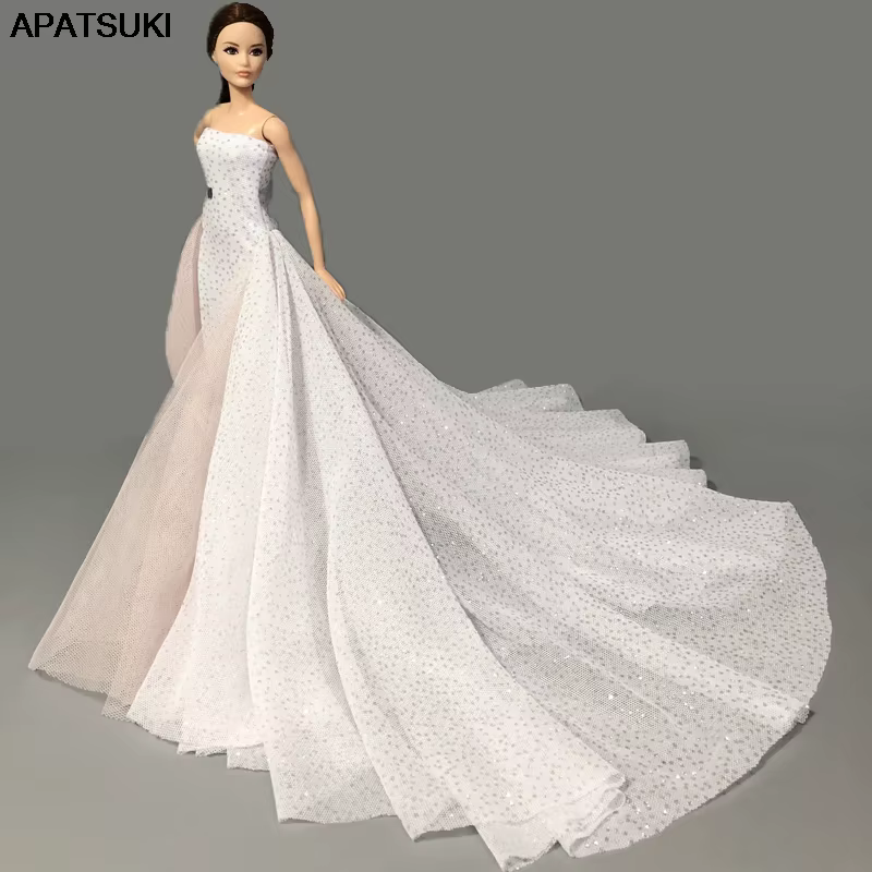 Robe de mariée blanche de haute couture pour poupée Barbie, vêtements de grande robe de soirée, tenues, accessoires de poupée 1/6