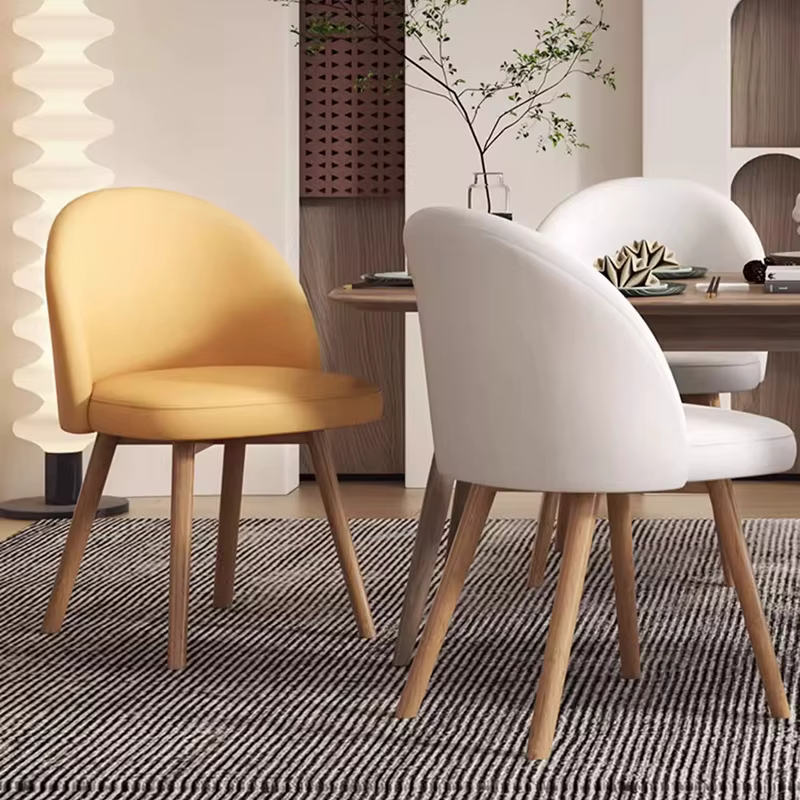 Chaises de Salle à Manger en Bois de Style Nordique Moderne, Ensemble de Meubles de Jardin en Lin de Luxe pour la Cuisine Européenne
