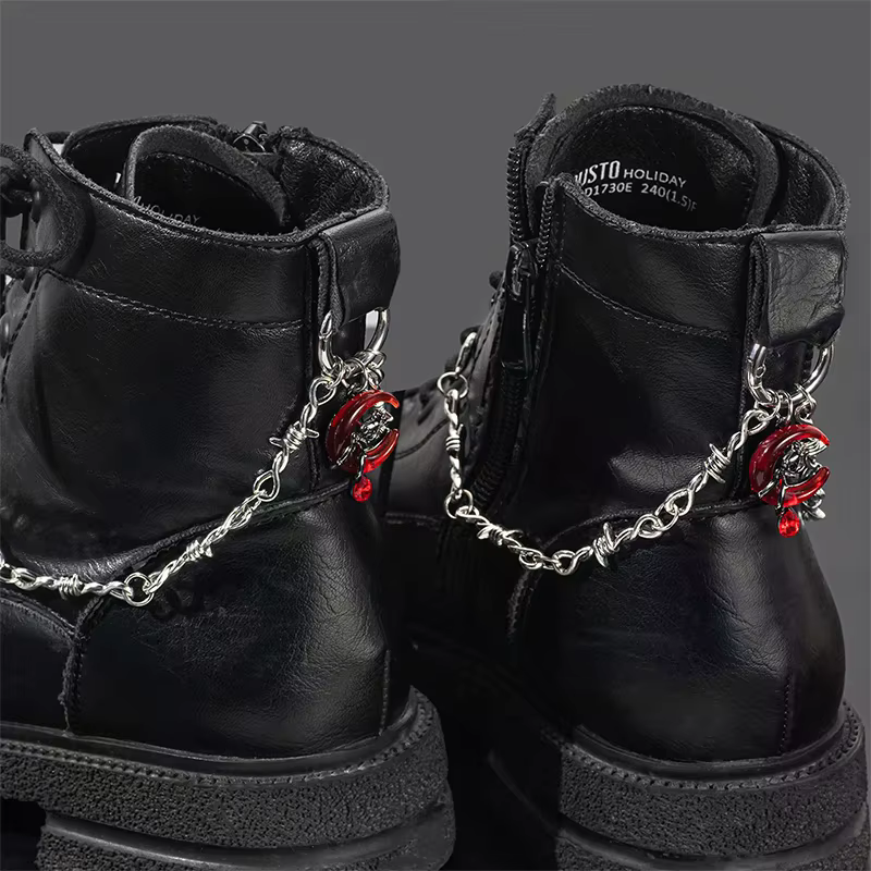 Chaîne de décoration de chaussures rétro gothique Punk à Double épine