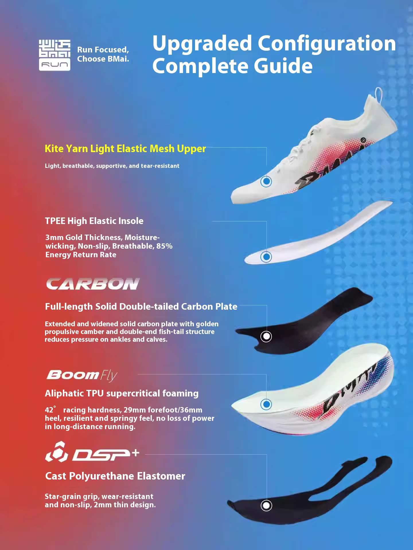 BMAI 24km Marathon formateurs plaque de carbone chaussures de course pour hommes coussin de luxe décontracté homme