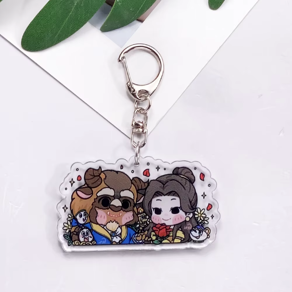 Porte-clés de voiture en acrylique, 9 pièces, dessin animé Disney, accessoires mignons pour sac, pendentif drôle pour sac à dos, cadeaux pour amis