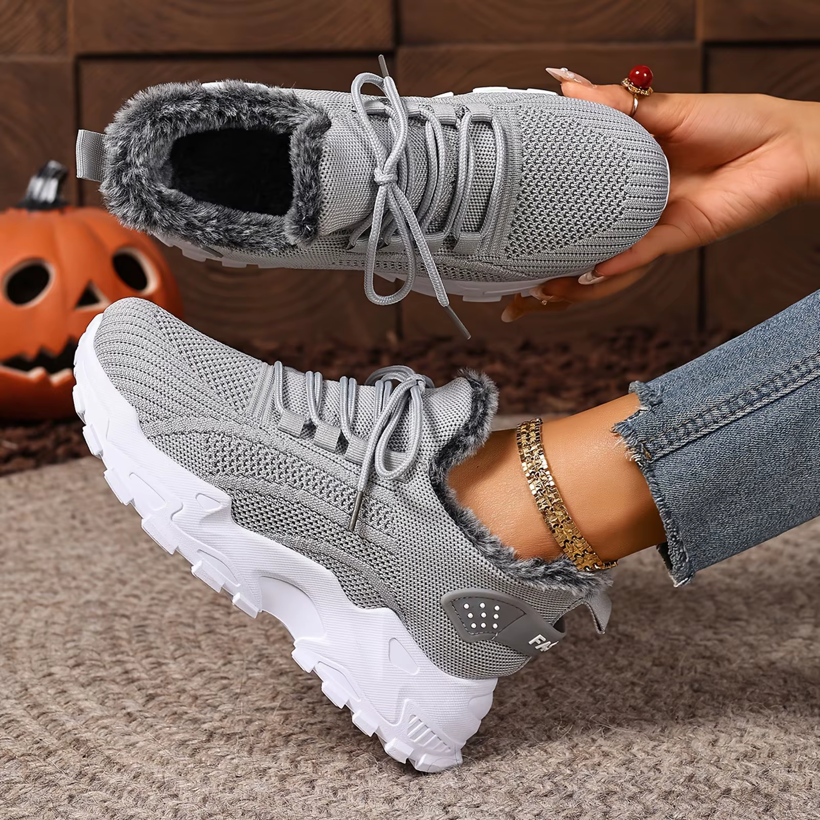 Baskets femmes hiver chaussures de sport chaudes semelles antidérapantes adaptées à la temps froid