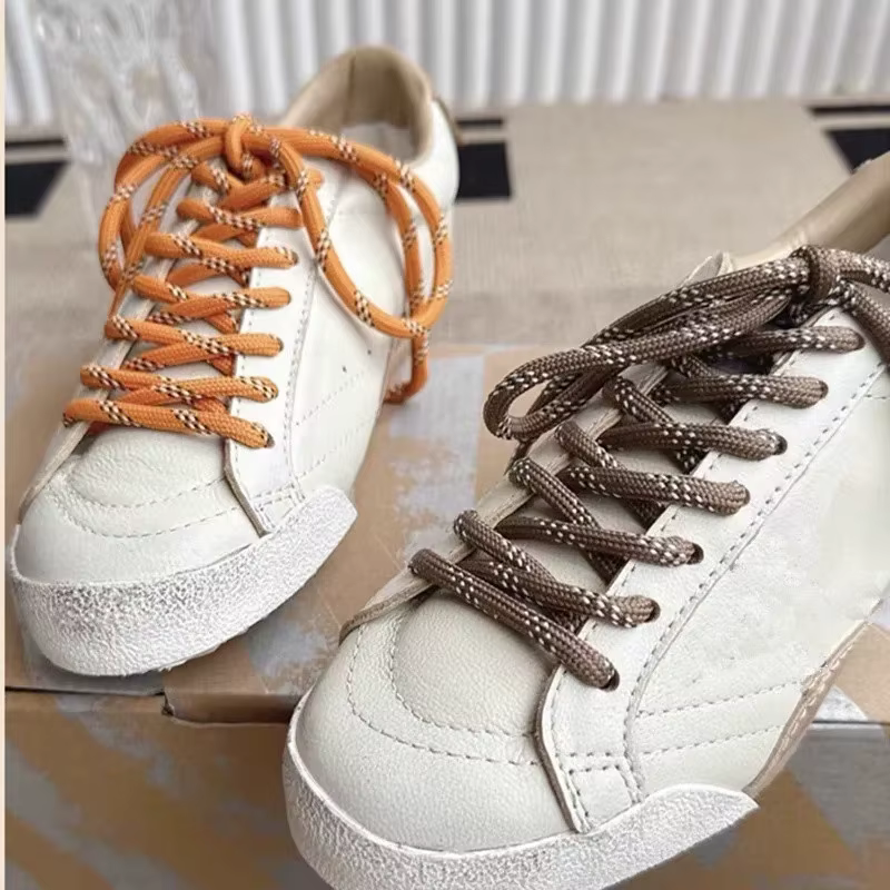 1 paire DE lacets DE corde ronde en sergé à fil DE points Sneaker chaussures DE Sport DE formation en cuir blanc