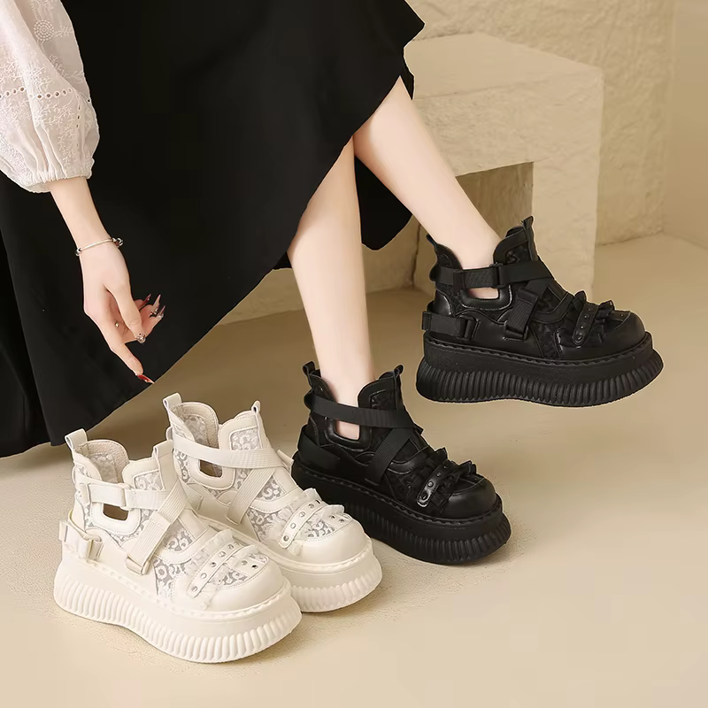 Baskets en dentelle à fond épais pour femmes