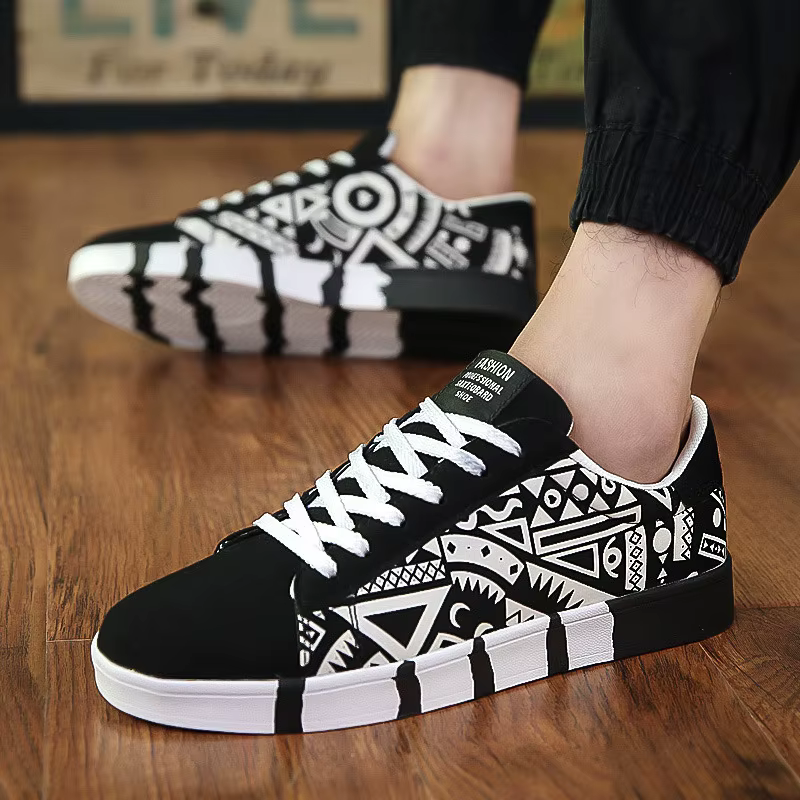 Baskets pour hommes mode Graffiti chaussures décontractées