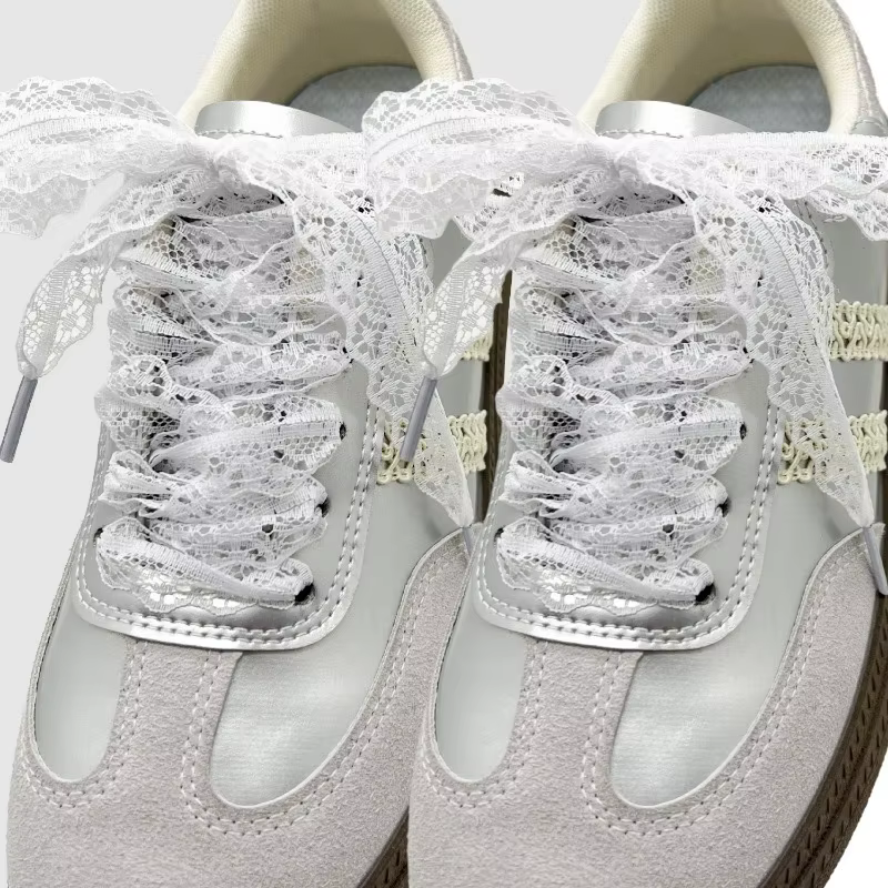 Lacets de baskets plats élégants en dentelle de 2.9CM de largeur pour femmes