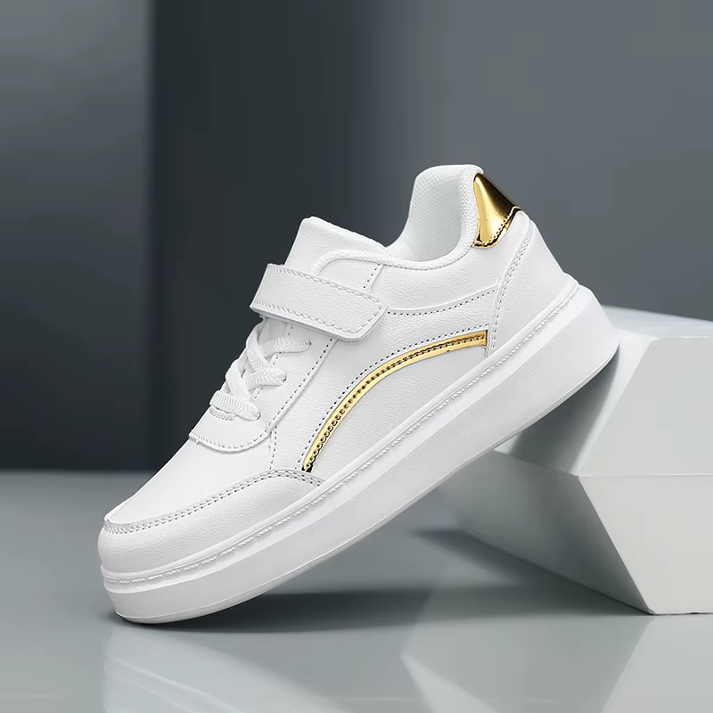 Baskets blanches en cuir PU pour enfants