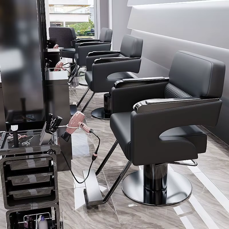 Design salon de coiffure barbier moderne plancher à la mode ergonomique chaise de barbier fauteuil beauté Centro Estetico Arredamento meubles