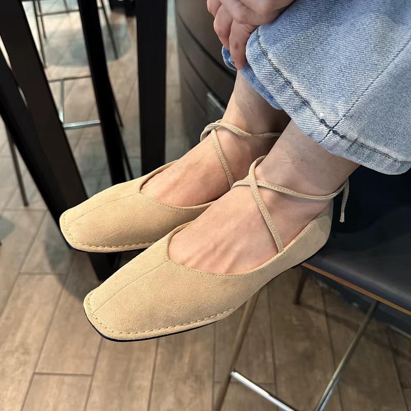 SUOJIALUN 2025 marque femmes Vintage chaussures plates grande taille dames élégant à lacets talons bas
