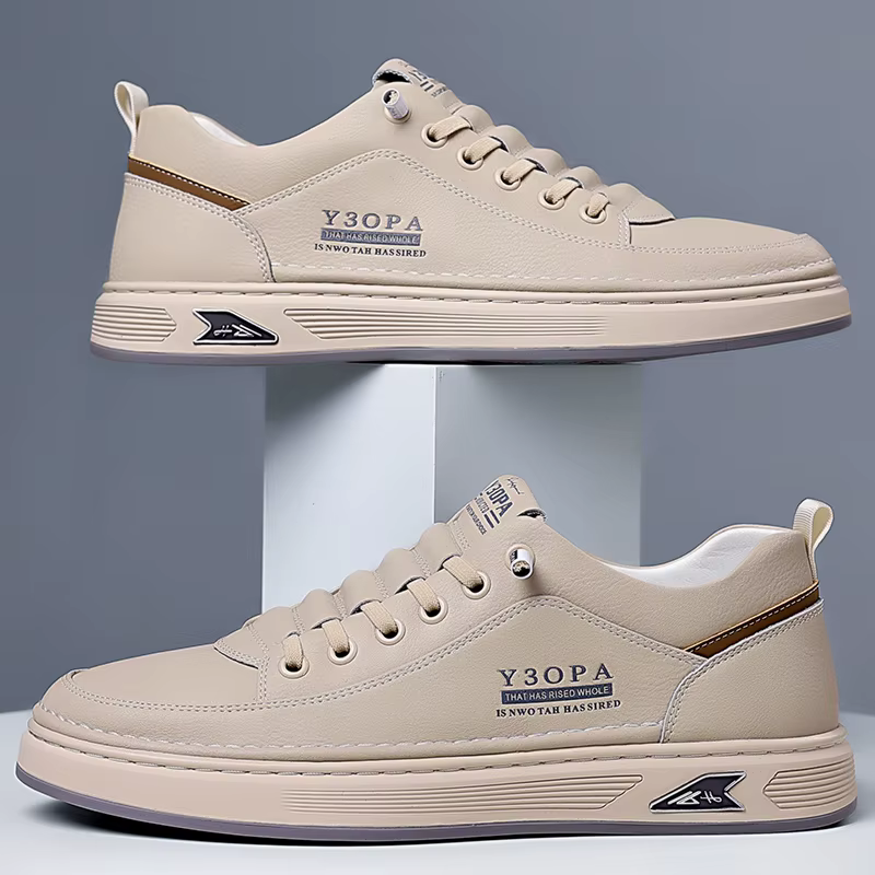 Marque hommes en cuir résistant à l'usure bas chaussures décontractées tendance baskets