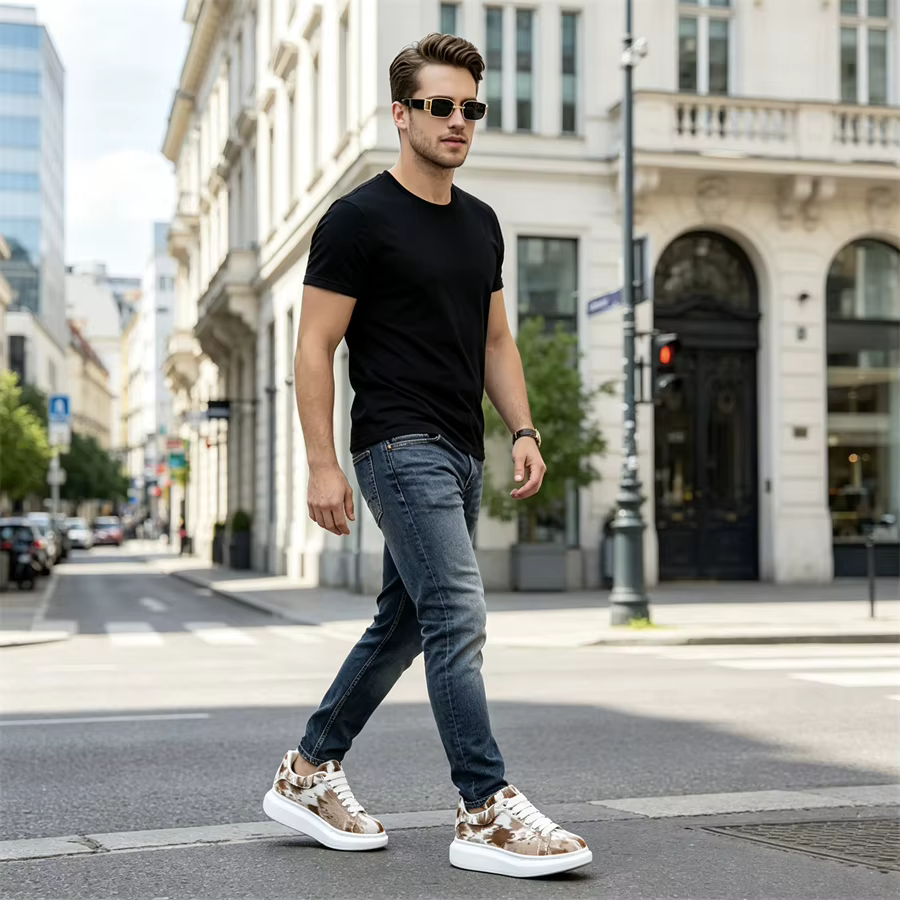 Baskets de luxe à plateforme pour homme