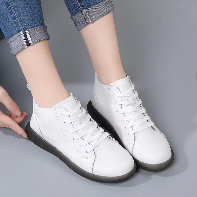 Chaussures décontractées imperméables en cuir véritable de haute qualité pour femmes