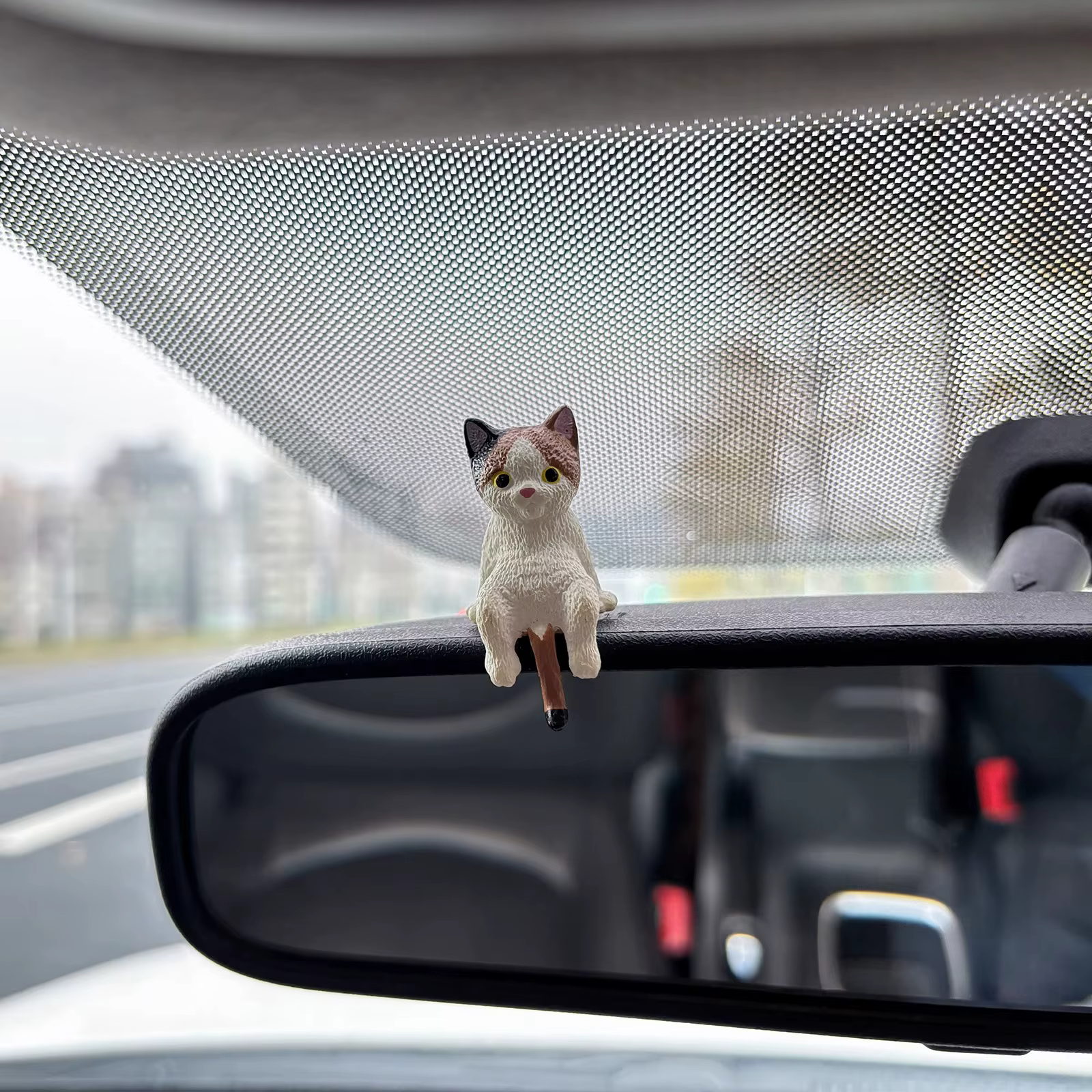Figurine de chats de voiture, décoration de Console centrale, chaton endormi, écran de tableau de bord, ornements de rétroviseur, ornements de voiture