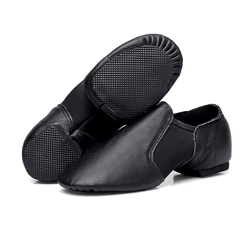 24-44 Coupons femmes sans lacet baskets en cuir véritable chaussure de danse pour hommes adultes enfants filles noir