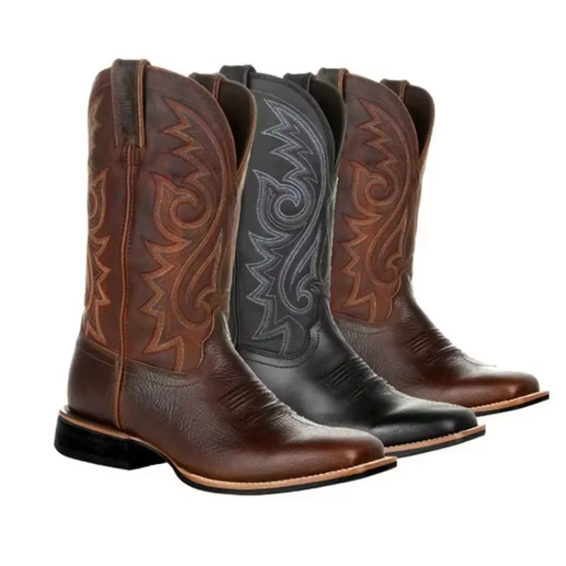 Hommes bottes mi-mollet Western Cowboy moto