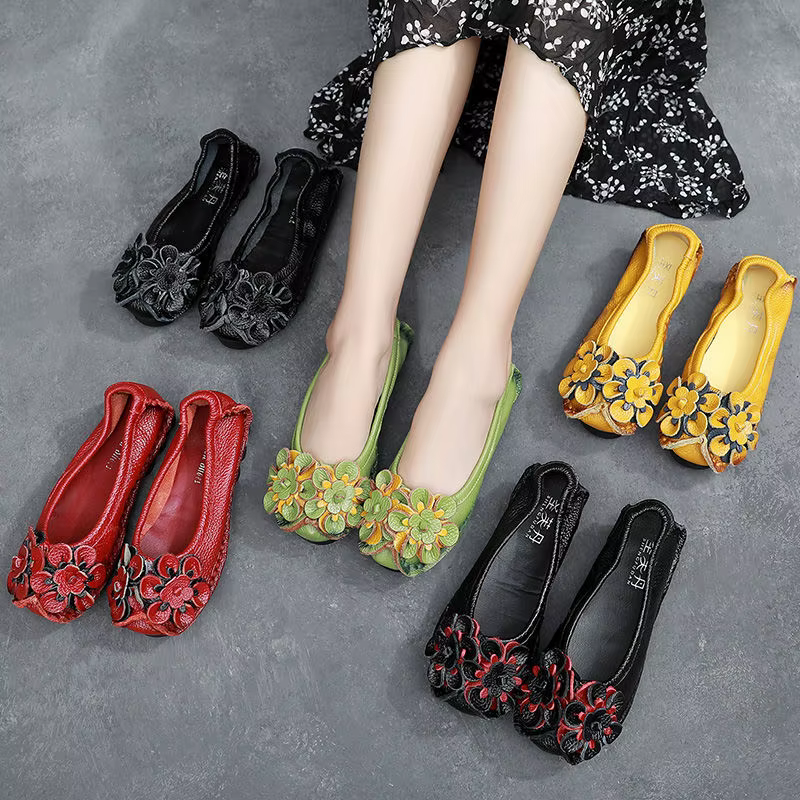 Mocassins Verts Antichoc en Cuir group pour Femme