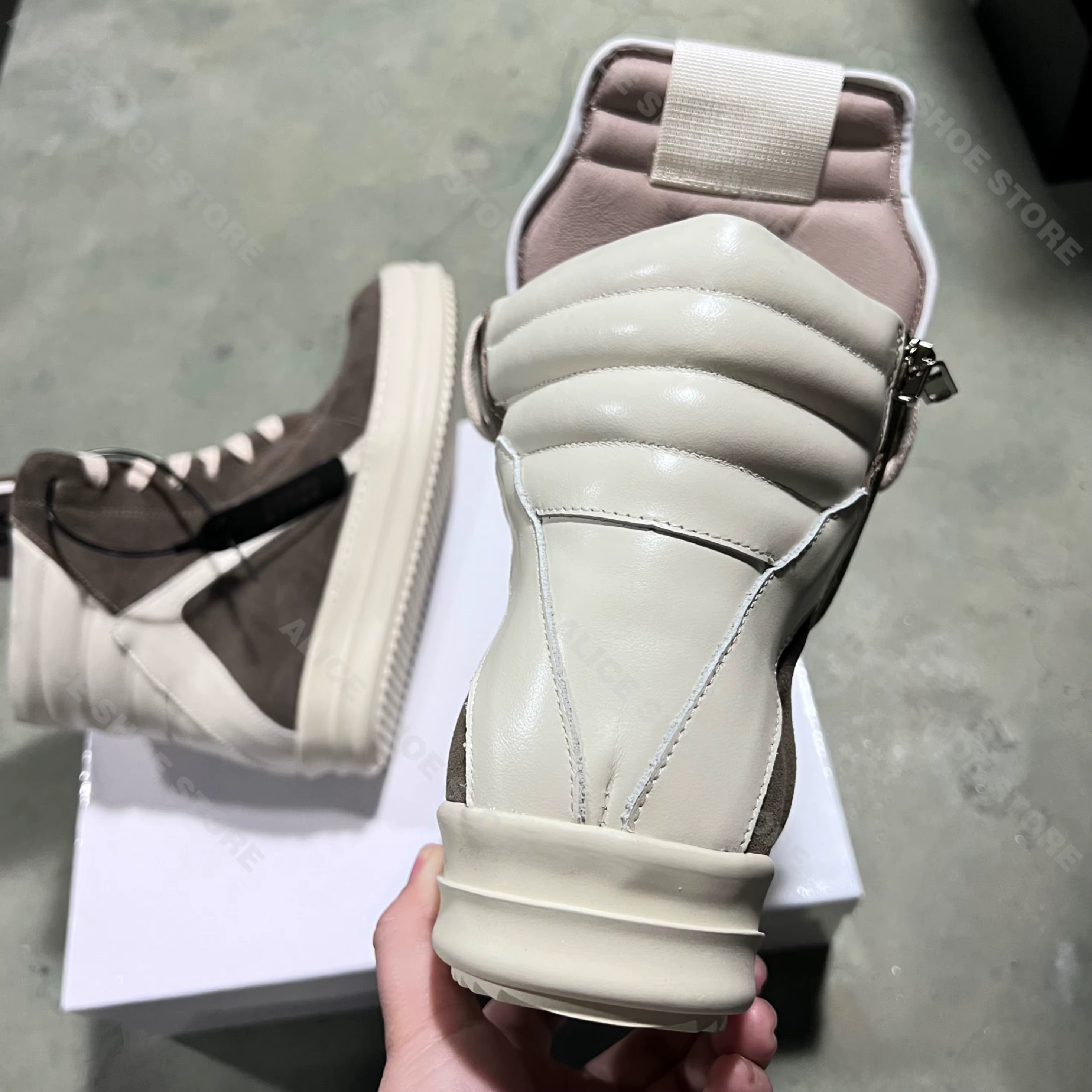 Marque décontracté hommes chaussure haut femmes Sneaker qualité marron Geobasket vache daim fermeture éclair luxe semelle épaisse plat bottine