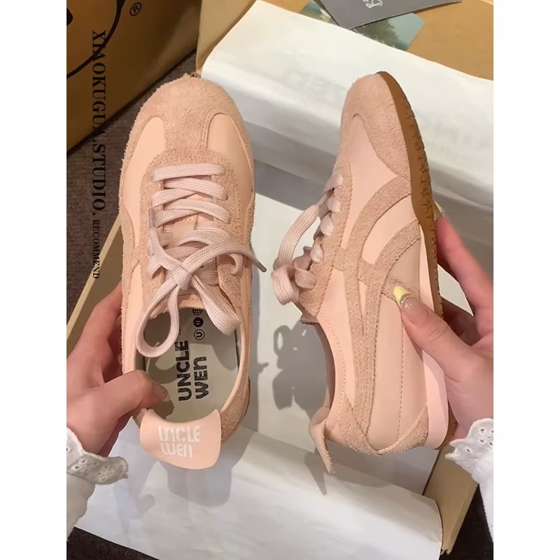 Chaussures de sport décontractées légères en cuir véritable rétro pour femmes