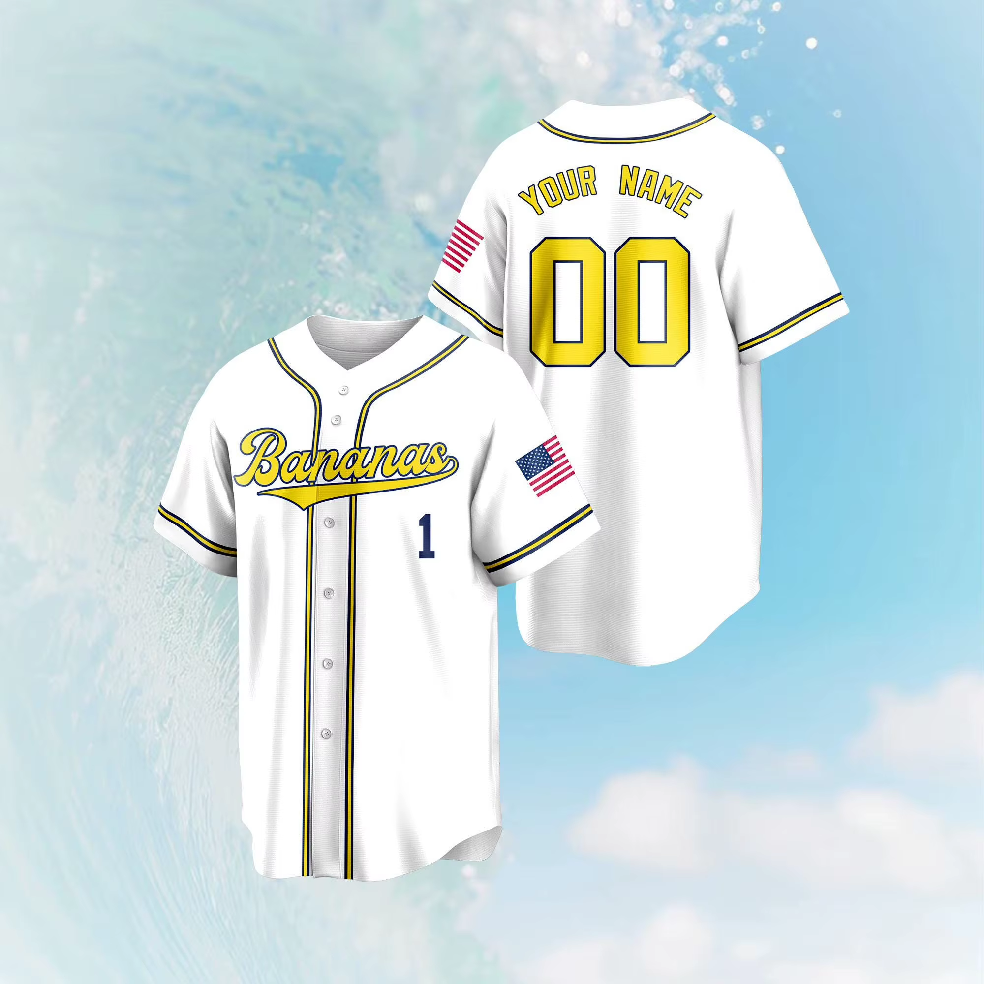 Maillot de baseball personnalisé pour équipe Bananas, maillot amusant Bananas, maillot Let's Go Bananas, maillot personnalisé avec nom et numéro d'équipe Savannah
