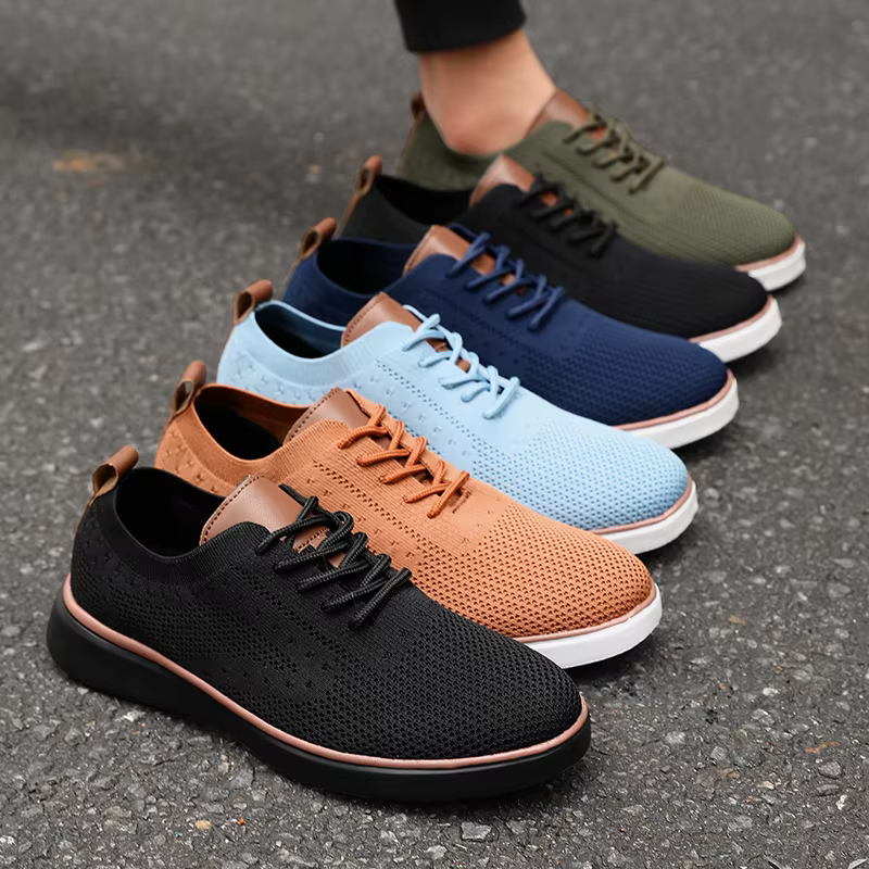 Nouveaux hommes baskets en tricot léger respirant maille chaussures décontractées antidérapant semelle souple mode