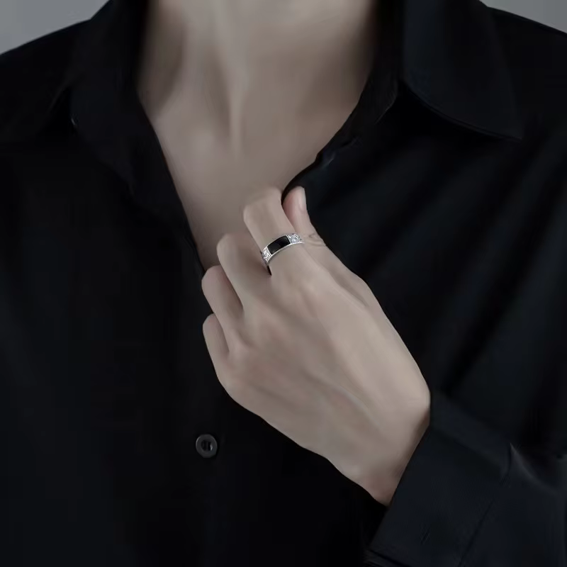 Bague en argent Sterling 925 pour hommes, haute qualité, luxe, gemme noire, accessoires de bijoux fins de mariage, cadeaux de fête