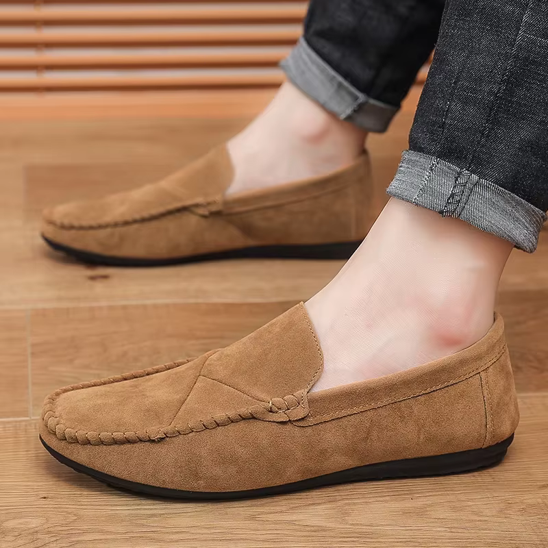 Mode daim hommes chaussures décontractées mâle paresseux
