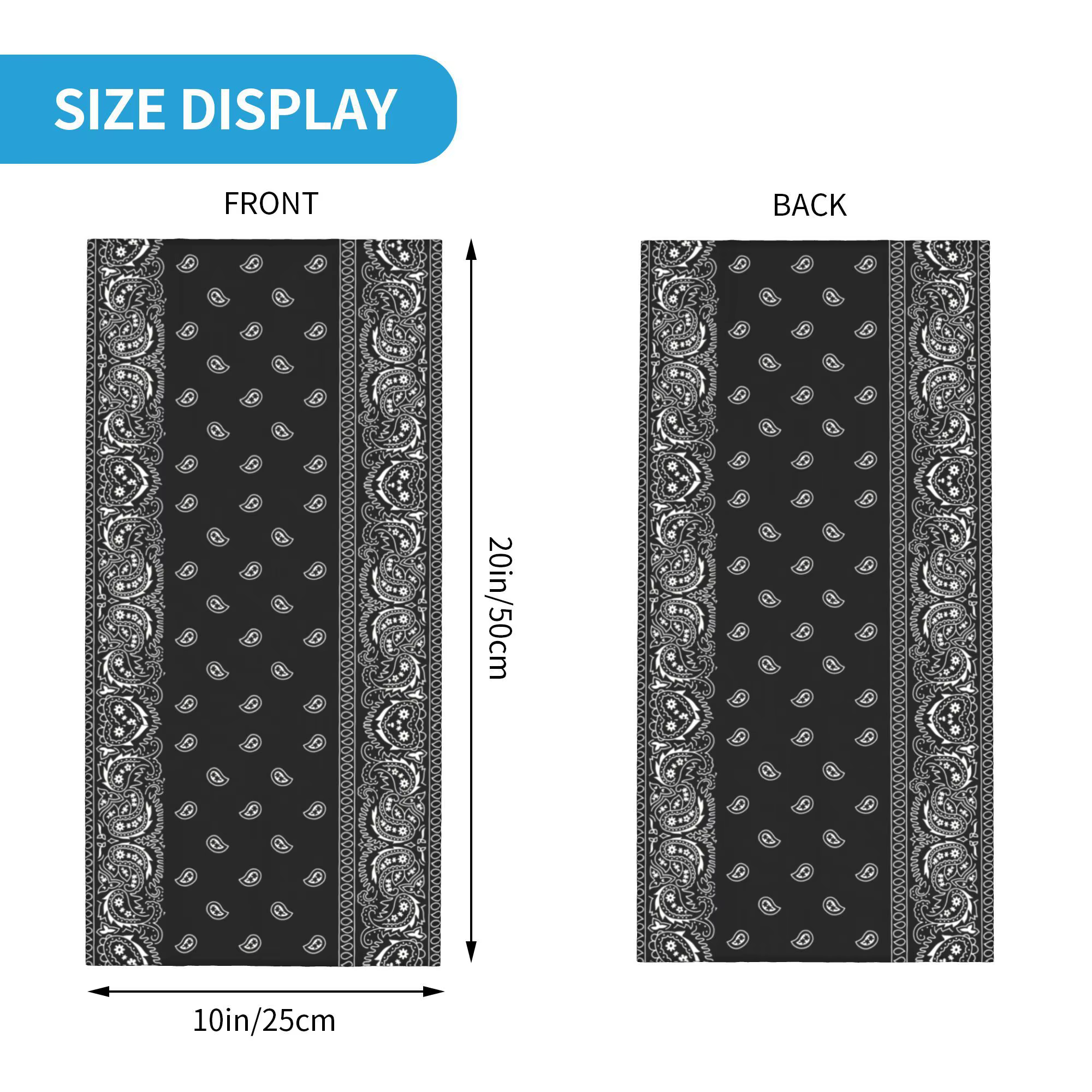 Personnalisé noir et blanc Paisley Chicano Bandana Style cache-cou hommes femmes hiver noir et blanc Bandana écharpe pour le Ski